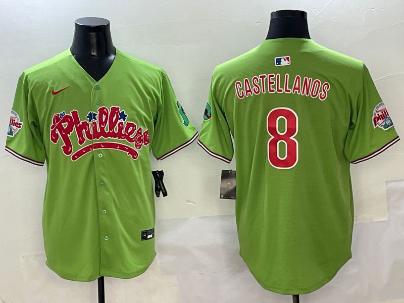Men Philadelphia Phillies #8 Castellanos Green Five generations Nike 2025 MLB Jersey style 1
